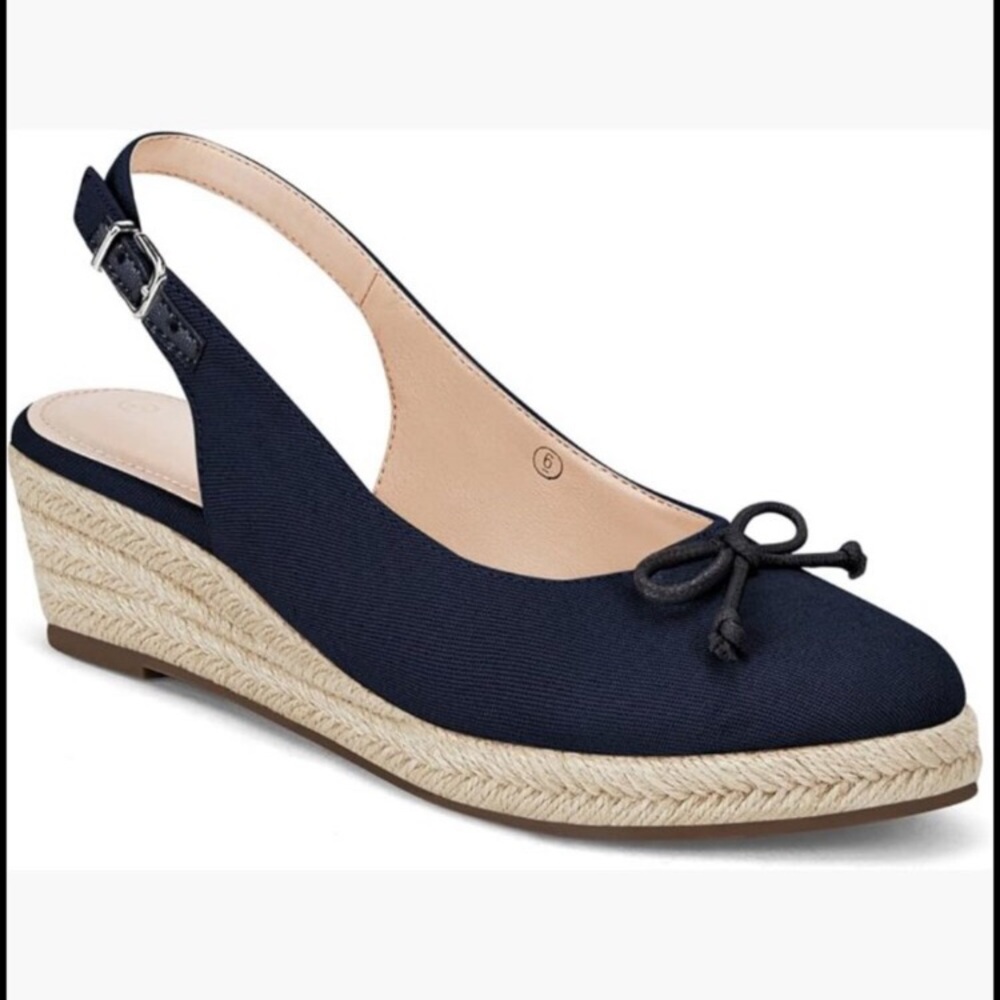 Womens Espadrilles Wedges Platform Slingback Mid Low Heel Canvas Bow Dress